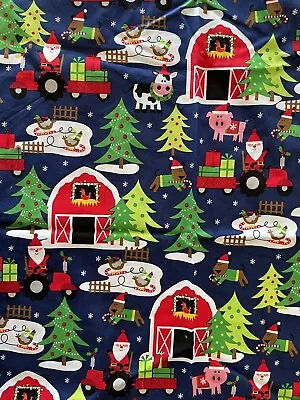 Michael Miller Fabric Santa’s Farm Christmas Fabric RARE Retired Print 32 Inches • $12.99