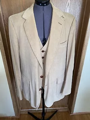 Vintage 70s Kuppenheimer Tan Corduroy Blazer Vest And Pants • $50