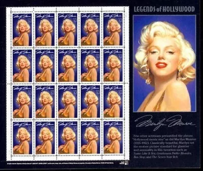 US 1995 SC #2967 Legends Of Hollywood - Marilyn Monroe Stamps Sheet Of 20 MNH • $11.99