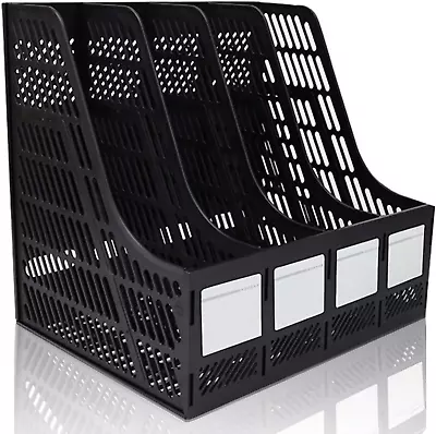 Magazine File Organizer Book Holder With 4 Compartments Desktop Storage Holder  • $19.13