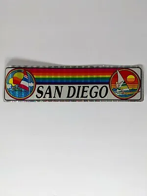 Vtg 1980's San Diego Ca Bumper Sticker Luggage Decal Rainbow Chrome Foil NOS NEW • $12.99