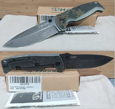 Harnds Disguiser Framelock Pocket Knife Black Stonewash 9Cr18MoV Camo G10 • $18.95