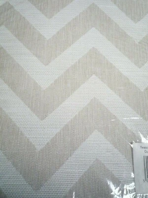 Pair Of Taupe Chevron Lined Eyelet Curtains 64 X 72 Cm Lounge Bedroom Drapes  • £19.49