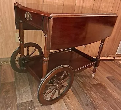 Vintage Mid Century Tea Cart On Wheels-solid Wood (maple?)bar Cart  • $275