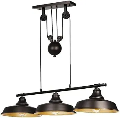 Metal Retro Pulley Pendant Light For Dinner Room Farmhouse Bar Adjustable Height • $128.95