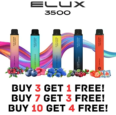 Elux Legend 3500 Puff Disposable Vape Pen 2ml BIG Ecig | 0mg No Nicotine Eliquid • £0.99