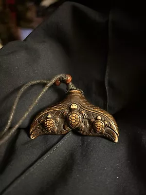 Tribal Imitation Yak Bone Carved Turtles Whale Fish Tail Pendant Necklace • $15