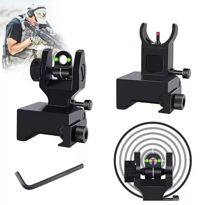 Low Profile Flip-up Folding Back Fiber Iron Sights Fit Picatinny/Weaver Rails • $21.85