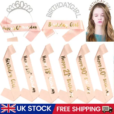 Birthday Crown Sash And Tiara Kit Girls Gifts 10/13/15/16/18/21/30&40th Birthday • £5.89