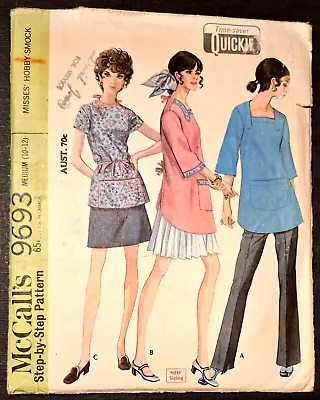 McCALLS SEWING PATTERN - MISSES HOBBY SMOCK APRON Size 10-12  1969 RETRO VINTAGE • $7