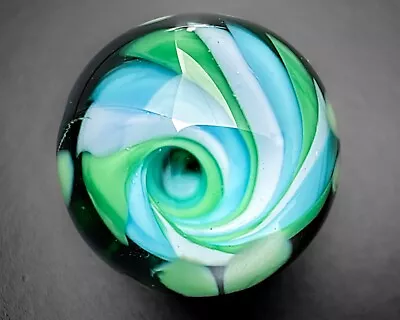 Dennis Richardson 1  2003 Blue Green Lampwork  Vortex Handblown Art Glass Marble • $70