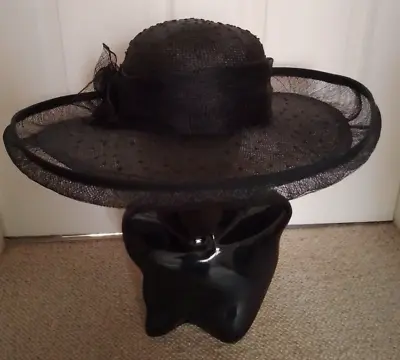 Ladies Black Wide Brim Hat Weddings Races Ascot Occasions M&S Marks And Spencer • £18