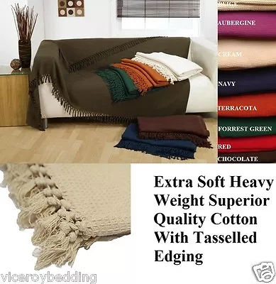 £15.70 • Buy LARGE SIZE 100% Cotton Woven Sofa Bed Throw Blanket Bedspread Settee Cover