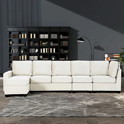 Modern L Shape Sectional Sofa6-seat Velvet Couch With Convertible Chaise Lounge • $850.79