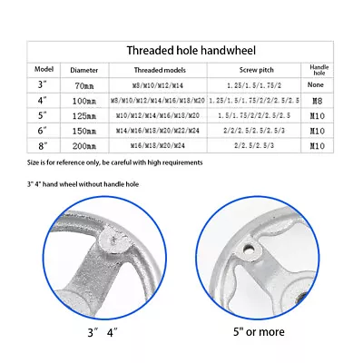 Threaded Holes Chrome Plated Hand Wheel For Milling Lathe Parts 3/4/5/6/8 Inch • $6.35