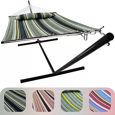 2 Person Hammock W/ Stand Spreader Bars And Detachable Pillow - Safe Heavy Duty • $164.99