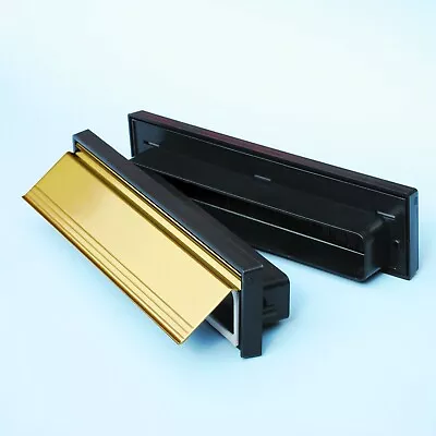 Sleeved LetterBox Internal & External Gold Plate Cover Set PVC Or Wooden Door • £15.25