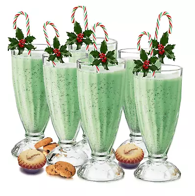 6Pcs Milkshake Glasses Dessert Sundae Ice Cream Soda Tumbler 340ml Glass • £16.98