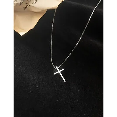 Tiny Cross Pendant 925 Sterling Silver Chain Necklace Womens Jewellery Gifts UK • £6.99