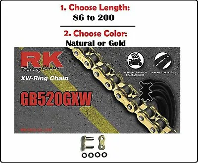 RK 520 GXW Xring Motorcycle Drive Chain Natural Or Gold With Rivet Master Link • $82