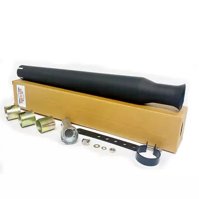 Black Megaphone Exhaust Silencer Tulip Type To Classic Motorcycle Bike • £39.95