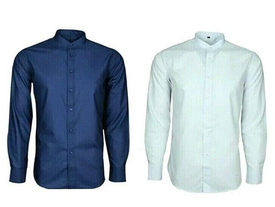 Mens Grandad Collarless Long Sl Formal Casual Dress Party Shirt From £10.99 (501 • £18.99