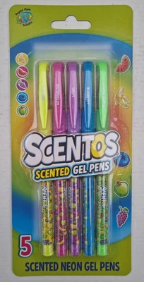 £3.49 • Buy Scentos Fruit Scented Neon Coloured Gel Pens - Pack Of 5 - Brand New