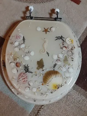 Vintage Mcm Acrylic Lucite Sea Shells Toilet Seat Nautical Beach • $65