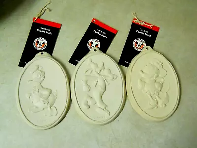 X3 Disney Ceramic Cookie Molds Goofy Donald Duck Minnie Mouse W/ Instructions • $23.96