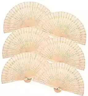  6PCS Sandalwood Folding Fans Handheld Foldable Fans Vintage Japanese Chinese  • $18.97