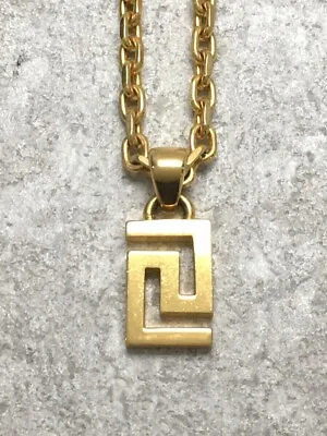 Versace Necklace Gold GRECA Chain Pendants  MEN'S Ladies Accessories Auth • $428.48