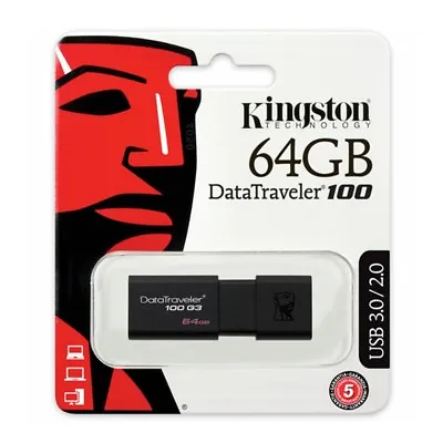 USB Memory Stick USB Flash Drive 3.0 Kingston 64GB Thumb 100mb/s DT100G3/64GB • $13.95