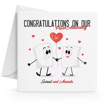 £2.95 • Buy Personalised 1st Paper Wedding Anniversary Card - Wife, Husband Your Or Our