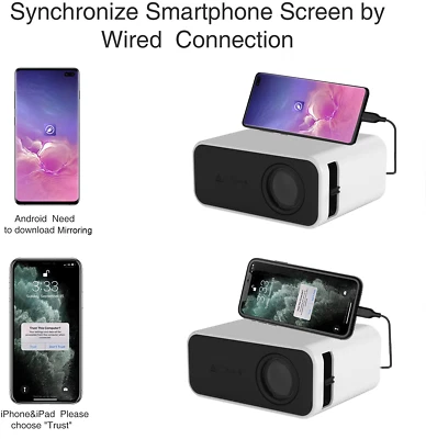$49.70 • Buy Portable LED Mini Projector For Iphone Adroid Phones Support 1080P Video