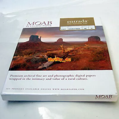 MOAB By Legion Paper Entrada™ Rag Natural 190 8.5  X 11  25 Sheets NIB SEALED • $36.29