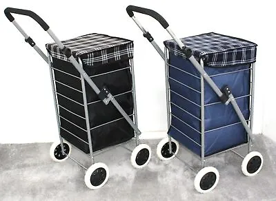 4 Wheel Folding Shopping Trolley Mobility Bag Cart Adjustable Height Case Bag • £35.99