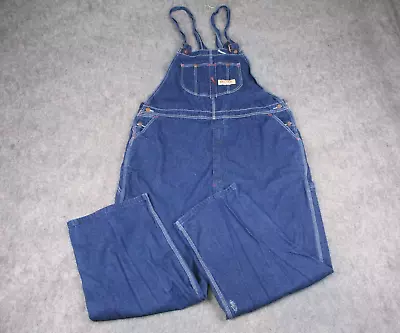 Vintage BIG MAC Bib Overalls Mens 48x30 Blue Denim Carpenter Workwear Jeans Dark • $29.95