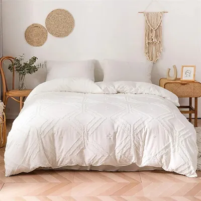 Solid Duvet Cover Bedding Set Single Double King Size Quilt Cover Pillowcase • £44.40