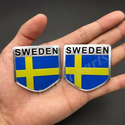 2x Aluminum Sweden Flag Car Emblem Badge Gift Saab Motorcycle Sticker Fairing • $7.90