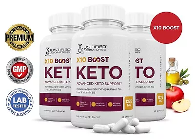 X10 Boost Keto ACV Pills 1275 MG Stronger Than Gummies Keto Support 3 Bottles • $29.95