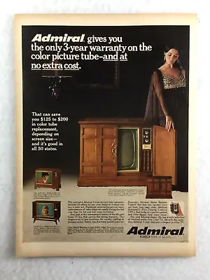 ADMIRAL Color TV Vintage 1968 PRINT AD Television Sonar Remote Control • $10.99