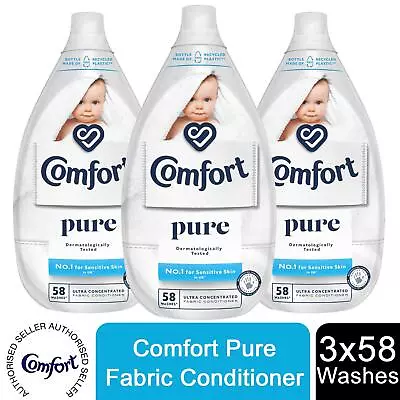 3x Of 870ml Comfort Ultimate Care Pure Ultra-Concentrated Fabric Conditioner 58W • £11.99