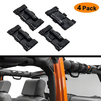 4pcs Black Roll Grab Handles Bar Off Road Accessories Fit Jeep Wrangler JL JK TJ • $29.99