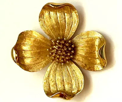  Vintage Crown Trifari Dogwood Flower Brooch Pin 1 3/4” • $9.99