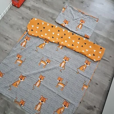 Unisex Toddler Tiger Cotbed Duvet And Pillowcase Bedding Set • £4.50
