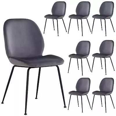 Remy Dining Chair Set Of 8 Fabric Seat With Metal Frame - Charcoal • $1373.10