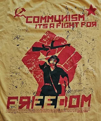 Communism Is A Fight For Freedom Vietnamese Propaganda T-Shirt Yellow Large • $24.95