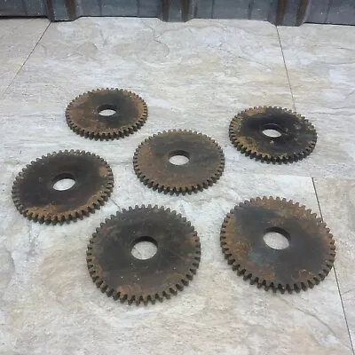 Lot Of 6 Vintage Industrial Machine Steampunk Gear Cog Robot Salvage Lamp Base￼ • $29.99