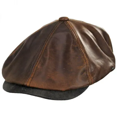 Jaxon Leather Suede Newsboy Cap • $58