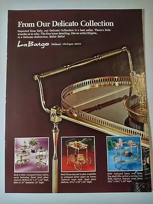 La Barge Delicato Colleciton Antiqued Brass Tables Vintage 1980s Print Ad • $9.58